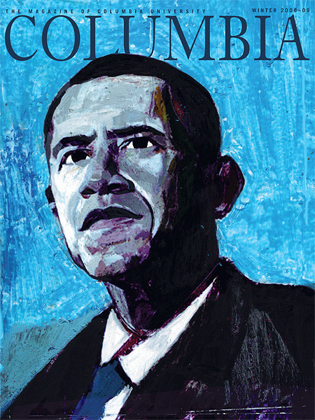 Winter 2008 cover of Columbia Magazine, featuring illustration of Barack Obama by Andrea Ventura