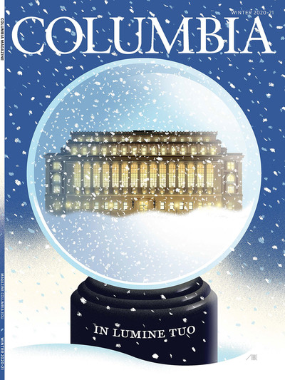 Winter 2020-21 cover of Columbia Magazine, art by Bob Staake