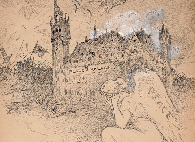 Drawing: "The Peace Palace in The Hague," by Milton Halladay