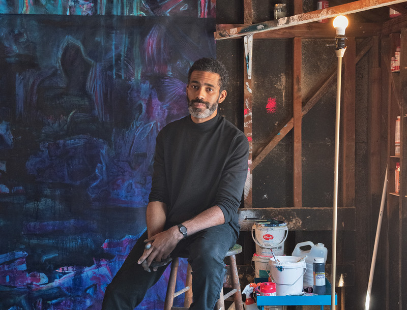 Artist Cy Gavin in his studio