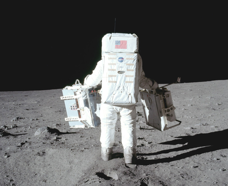 Buzz Aldrin on the moon in 1969