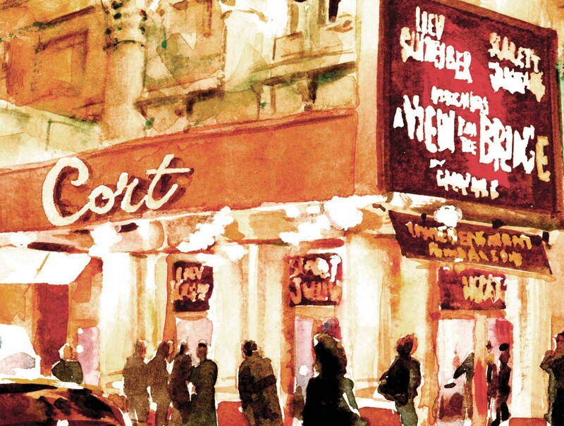 Water-color painting of the Cort Theatre by Philip Bannister
