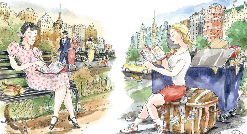 Illustration by Mark Steele of Florence Wolfson Howitt and Lily Koppel