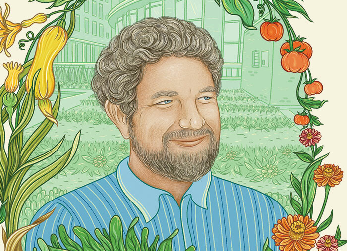 Illustration by Gaby d’Alessandro of Columbia radiologist Tommy Vaughan