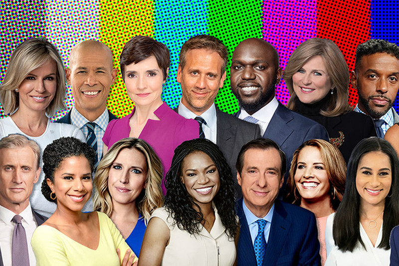 Columbia alumni news anchors Jennifer Ashton, Vladimir Duthiers, Catherine Herridge, Max Kellerman, Larry Madowo, Cynthia McFadden, Ryan Smith, Mariana van Zeller, Dan Abrams, Adriana Diaz, Poppy Harlow, Athena Jones, Howard Kurtz, Suzanne Malveaux, Morgan Radford, George Stephanopoulos