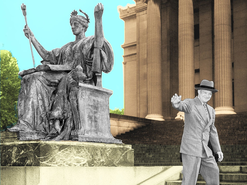 President Eisenhower on Low Steps with Alma Mater