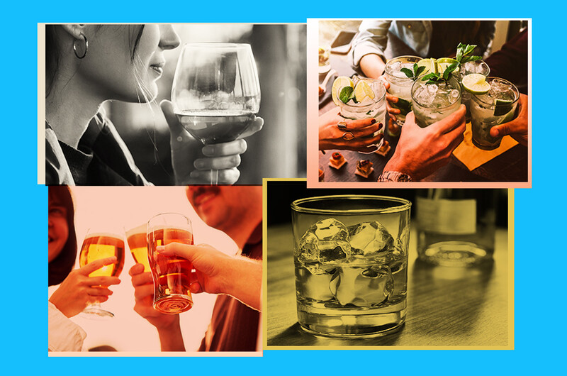 Collage of people drinking alcohol