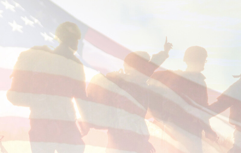 montage of veterans and US flag