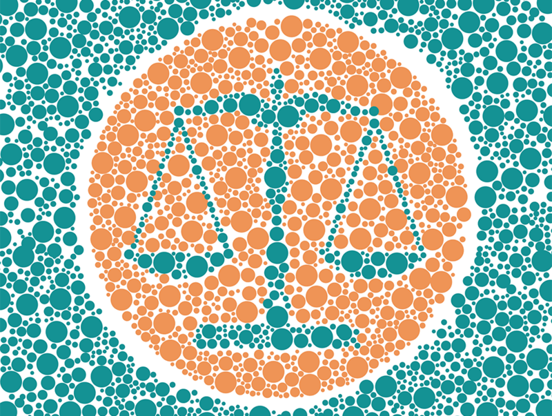 A colorblind test illustration depicting justice 