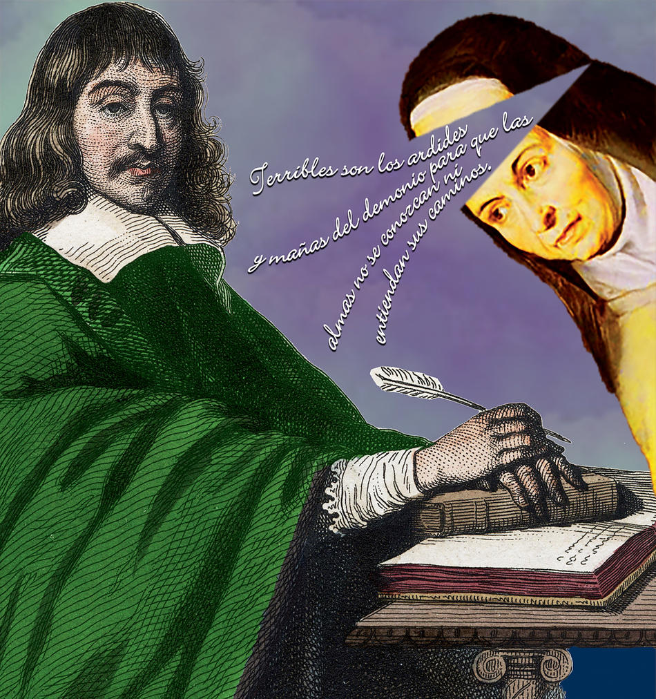 Illustration of Descartes and a nun