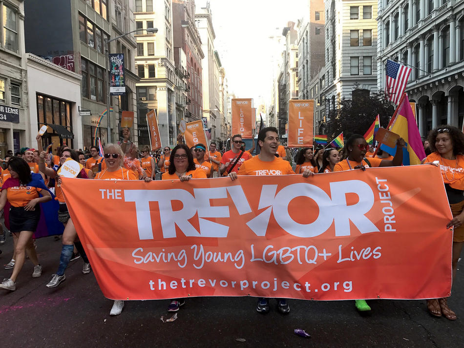 Trevor Project employees at parade