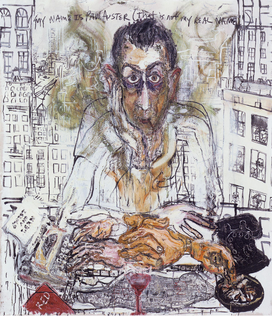 Sam Messer painting: "My name is Paul Auster, that is not my real name"