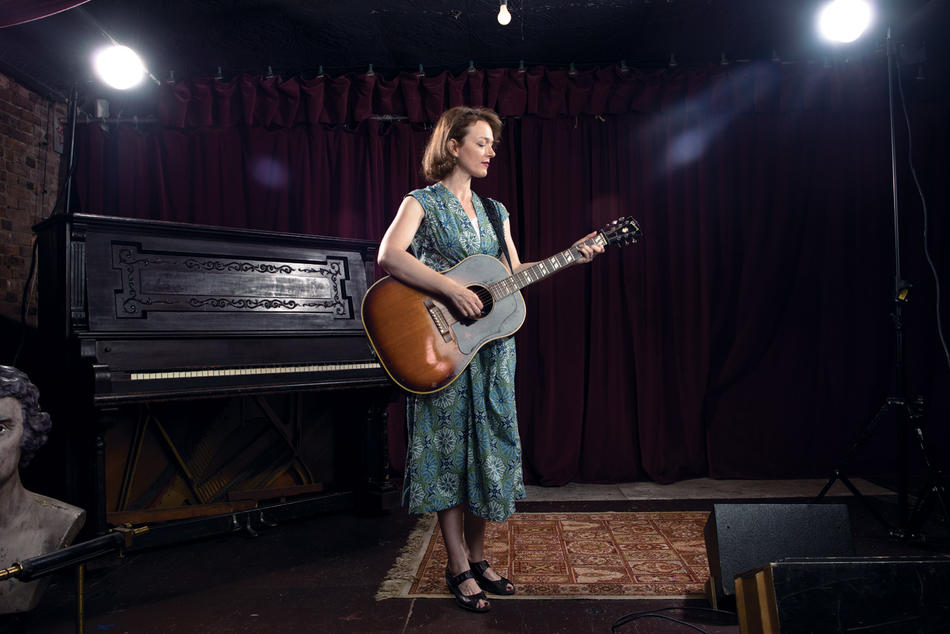 Laura Cantrell with guitar, photographed by Rayon Richards