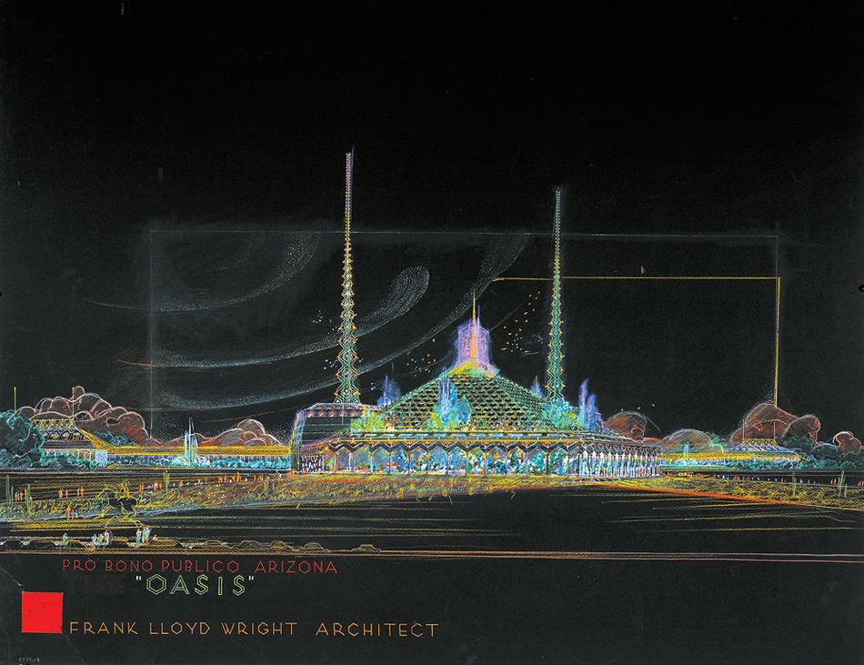 Frank Lloyd Wright's 1957 rendering of the Arizona State Capitol