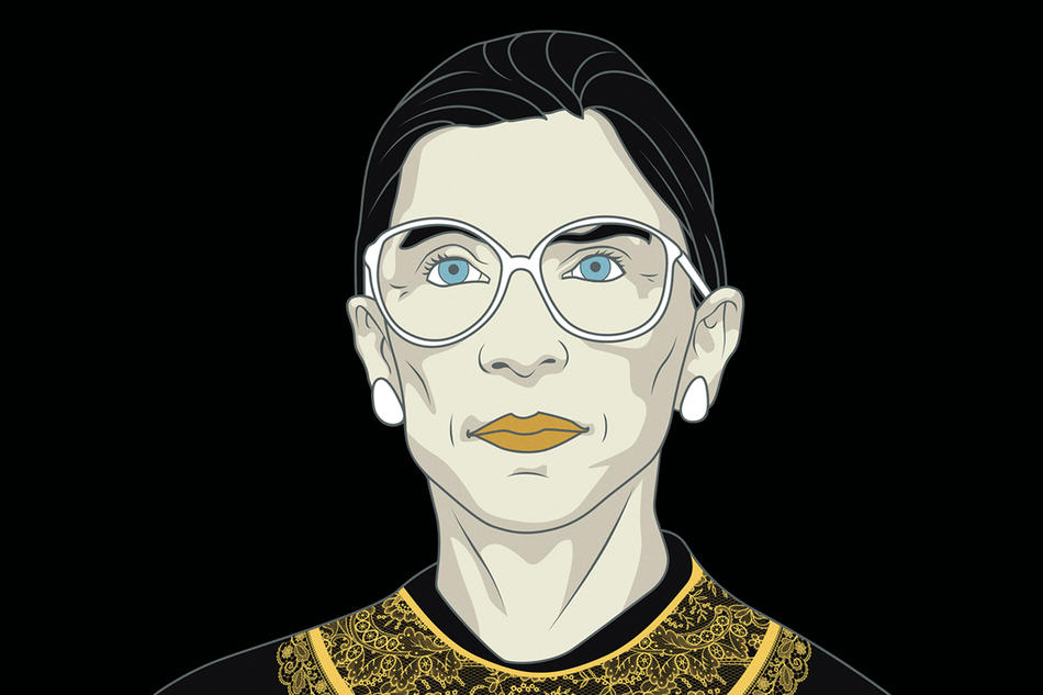 Illustration of Supreme Court Justice Ruth Bader Ginsburg for "RBG" documentary film poster