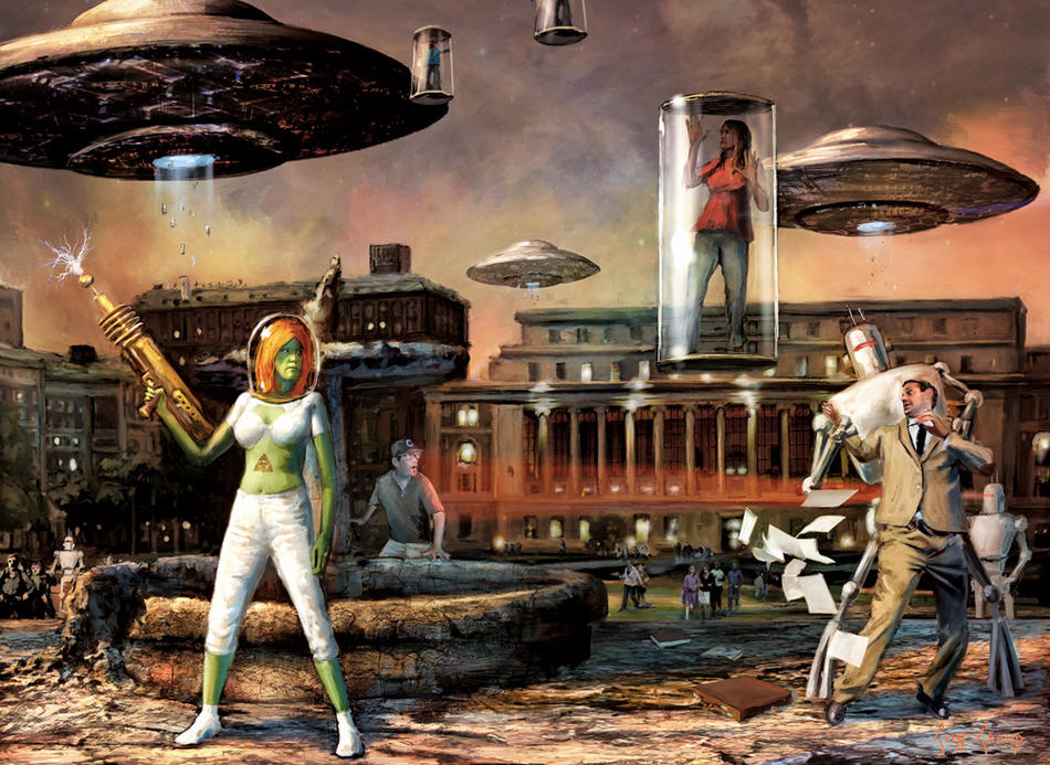 Sci-fi/ Columbia University illustration by Cliff Cramp