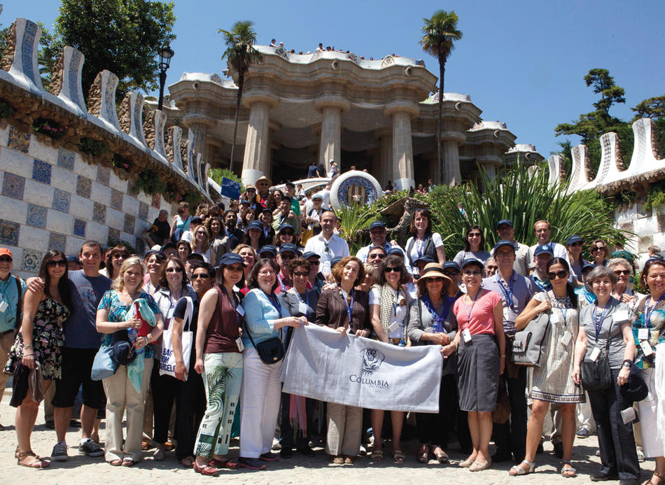 Columbians on a recent CAA-sponsored trip to Barcelona, Spain, are pictured here in architect Antoni Gaudi's Parc Guell