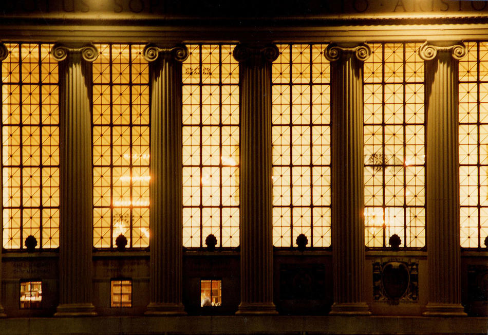Butler Library exterior at night
