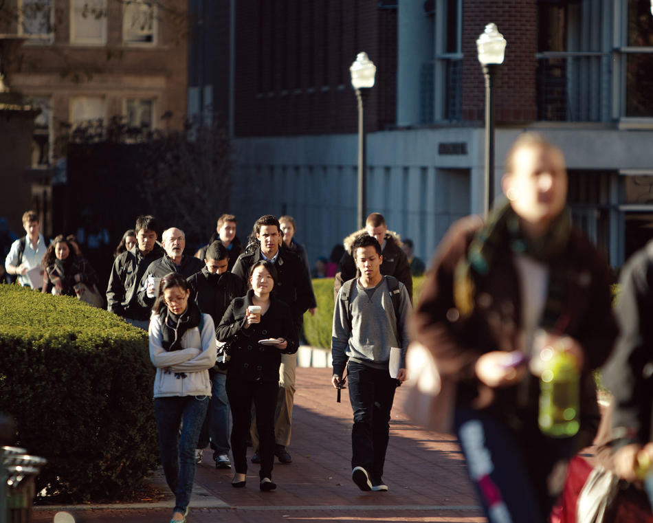 Students walking on Columbia campus