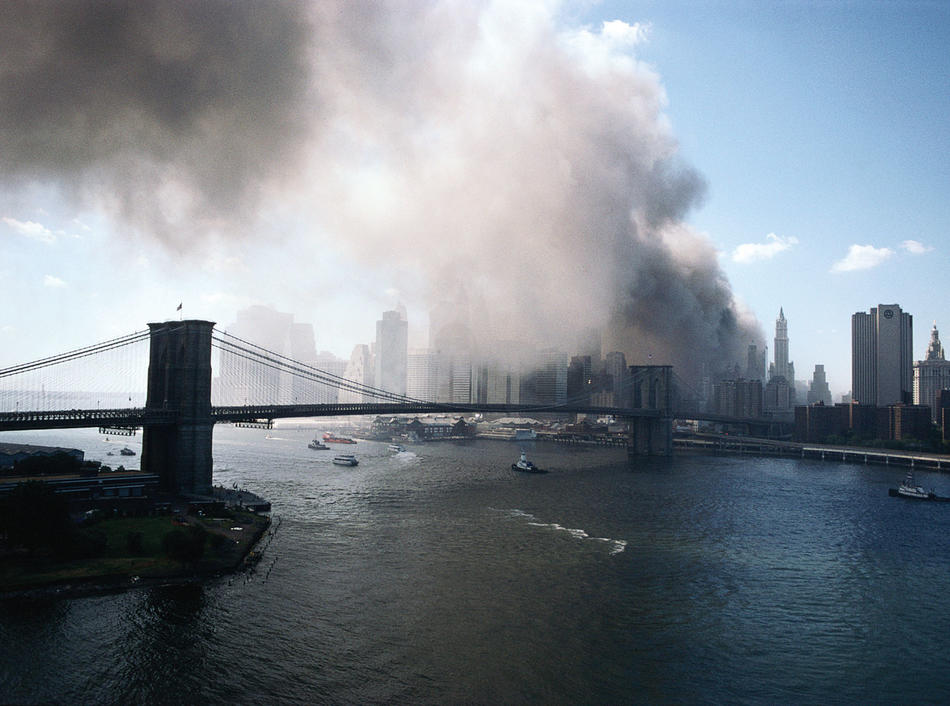 Photo of lower Manhattan during 9/11 attack