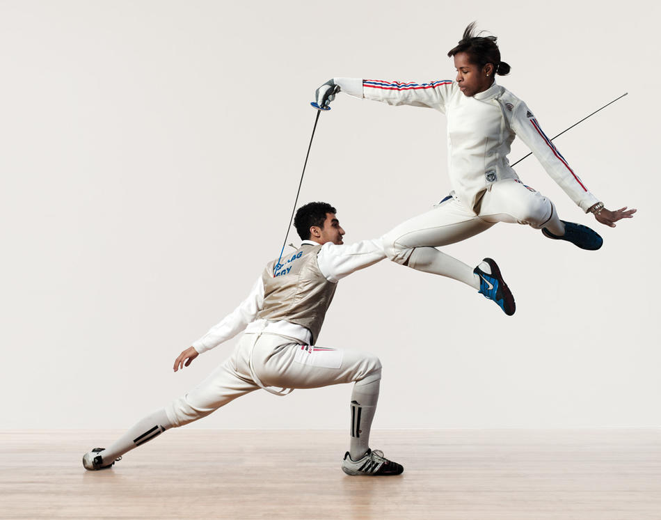 Fencers Sherif Farrag and Erinn Smart