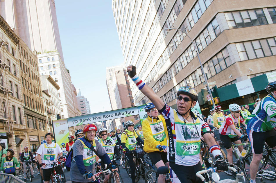 Cyclists at the TD Bank Five Boro Bike Tour