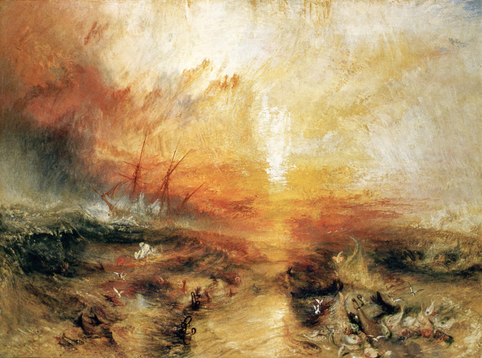 Painting: "Slavers Throwing Overboard the Dead and Dying, Typhoon Coming On" by J. M. W. Turner (1840)