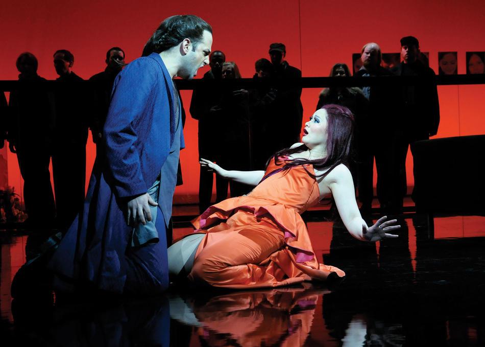 Peter Tantsits as Xu Xian and Ying Huang as his wife, Madame White Snake, in Opera Boston production