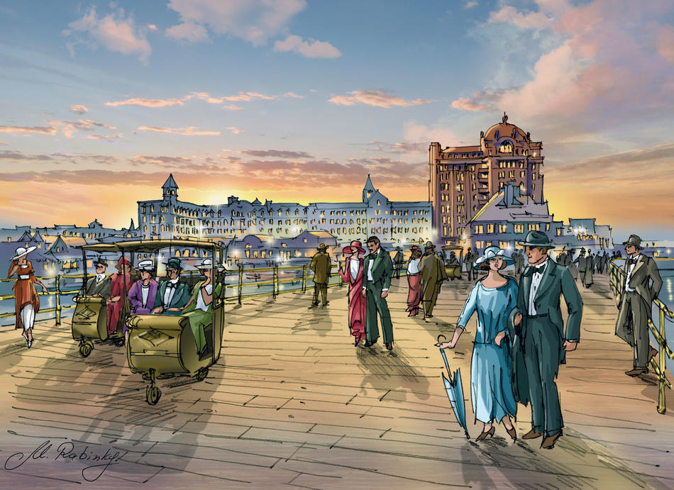 Illustration of Atlantic City boardwalk in the 1920s
