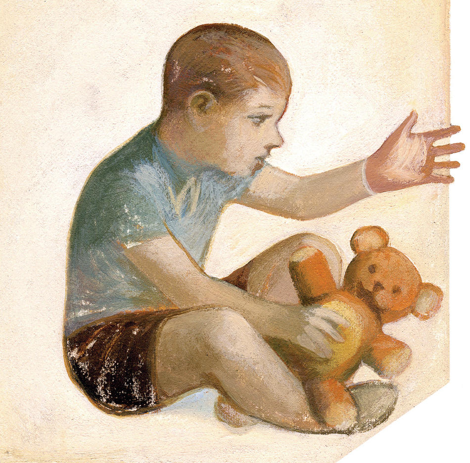 Illustration of child with teddybear 