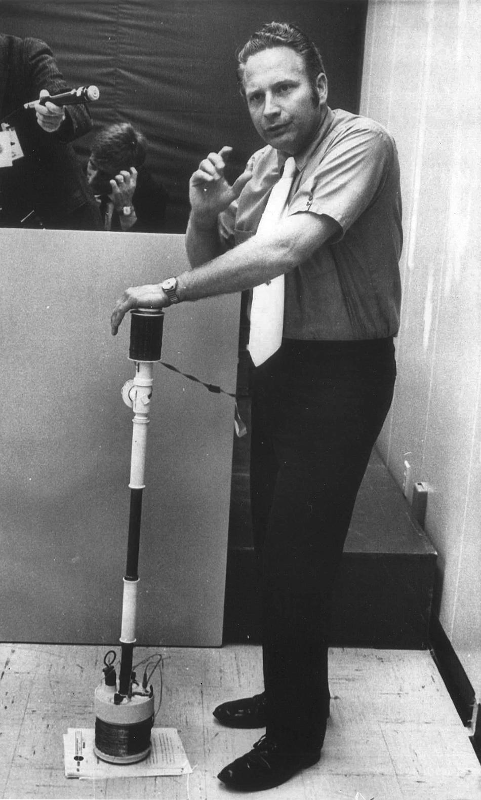 Robert Kovach in 1971 with a detonator.