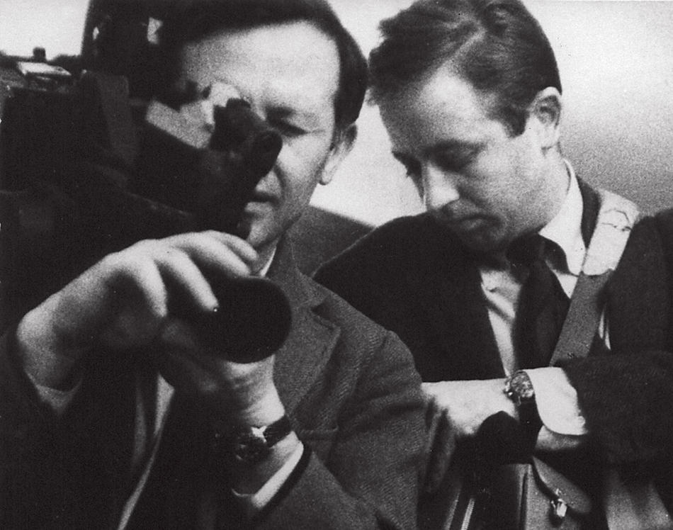 Albert (with camera) and David Maysles used lightweight cameras and sound equipment to produce documentaries of unprecedented intimacy. This photo from their archives was taken in the 1960s