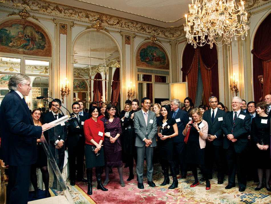 Lee C. Bollinger announces the launch of Columbia's Global Center in Europe during a March 15 Columbia Alumni Association reception for French alumni at the Hotel Ritz Paris.
