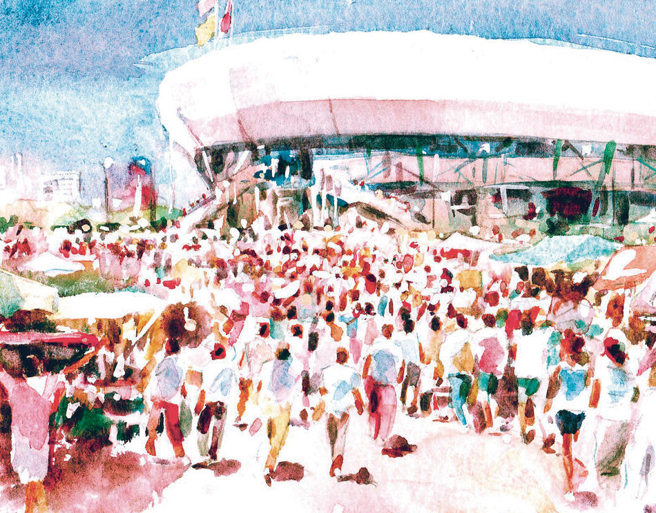Illustration of soccer stadium