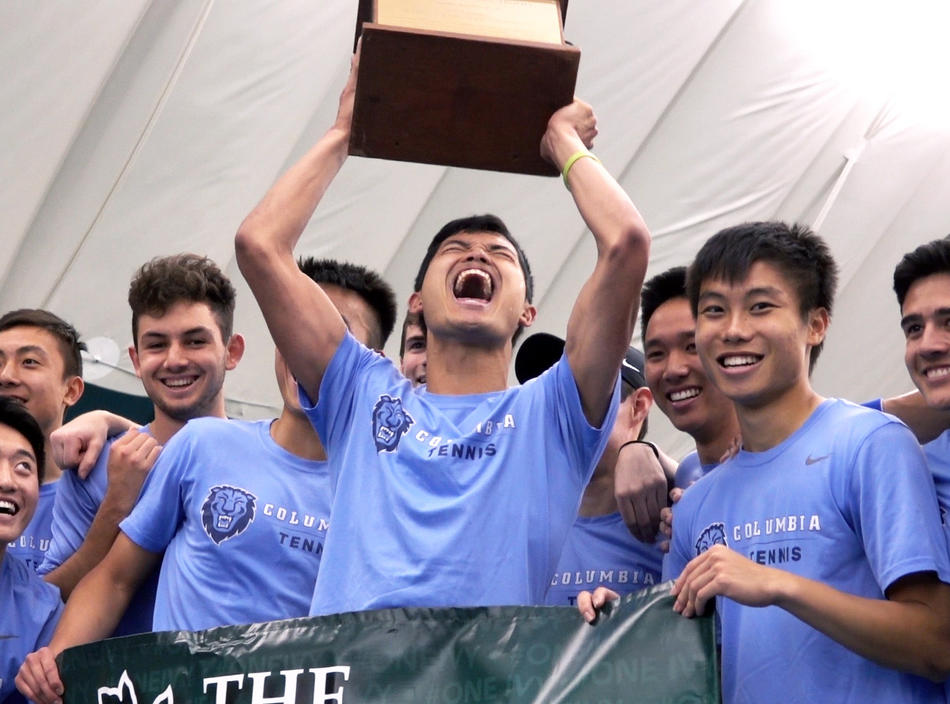 Columbia University men's tennis team winning 2019 Ivy League title
