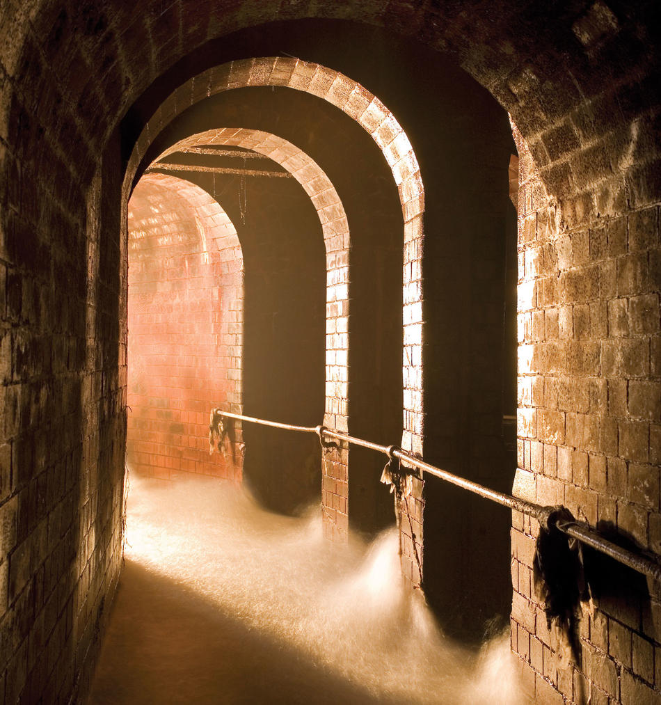 Photograph by Steve Duncan of a Victorian-era storm drain, London