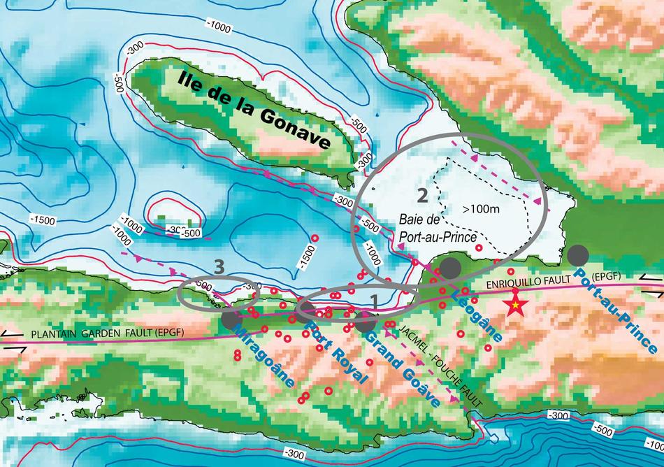 Seismology map of Haiti's coast