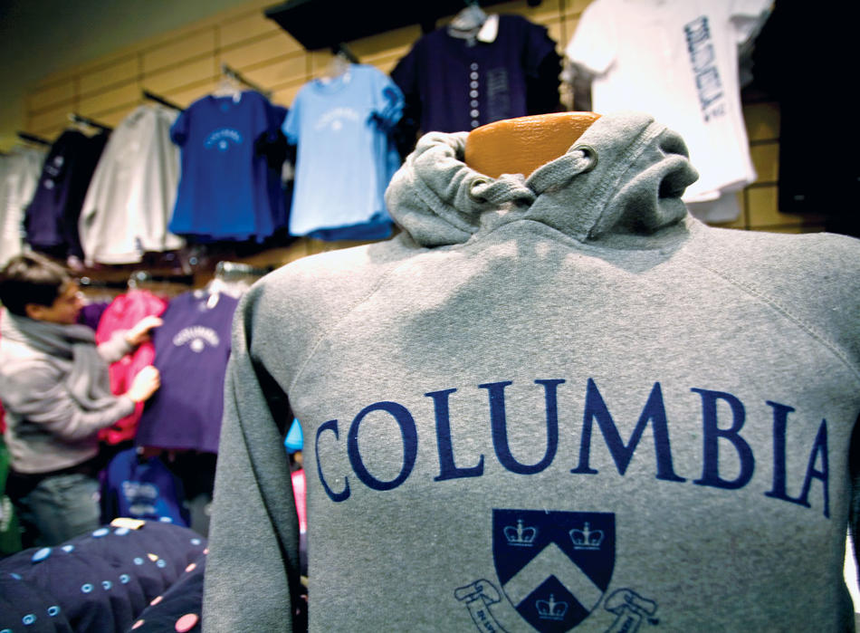 Columbia sweatshirt at campus bookstore 