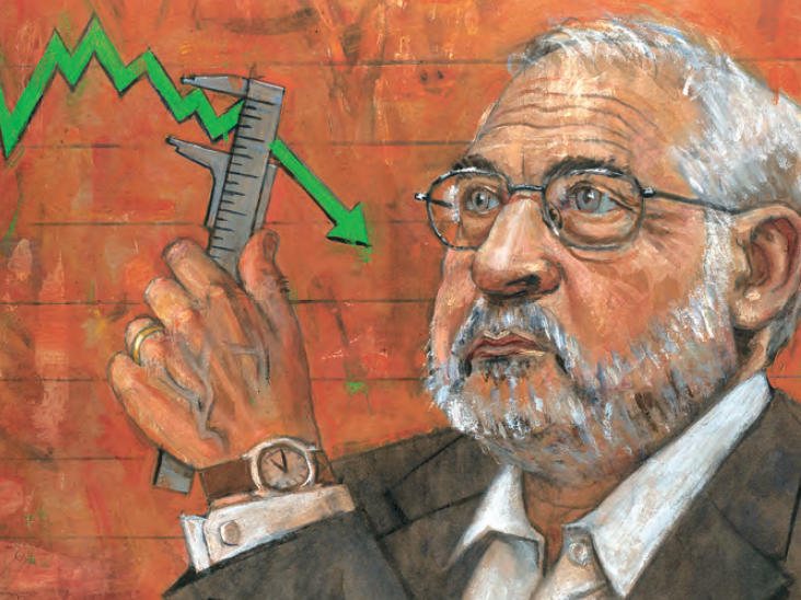 Illustration by Jeff Faerber of Joseph Stiglitz holding wrench