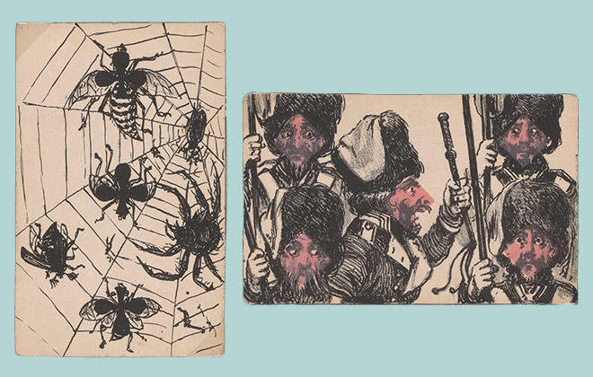 Transformation cards from Germany, 1856. Transformation cards were the favorite part of the collection for the donor, Albert Field.