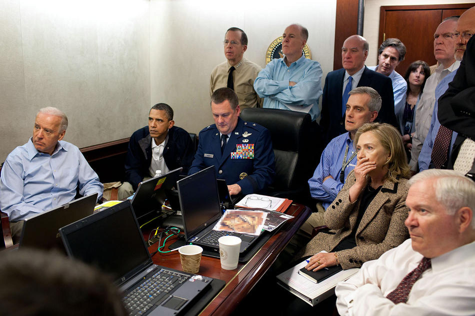The Obama national-security team monitoring the mission against Osama bin Laden.