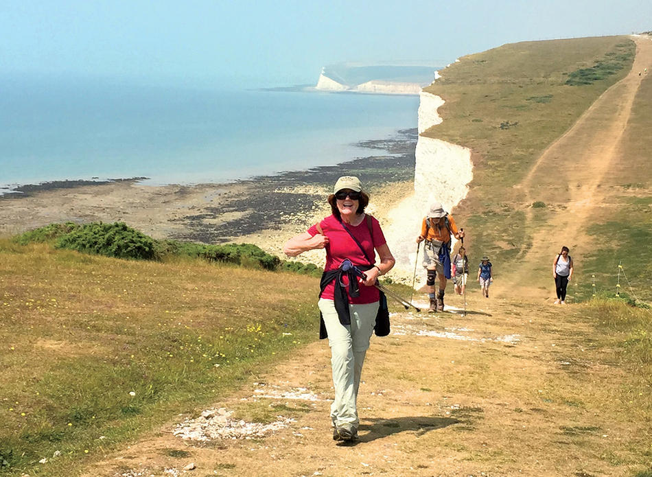 Olivia Pittet walking the Camino trail