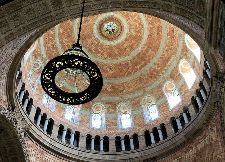Inside of the dome of St. Paul's Chapel at Columbia University, after restoration