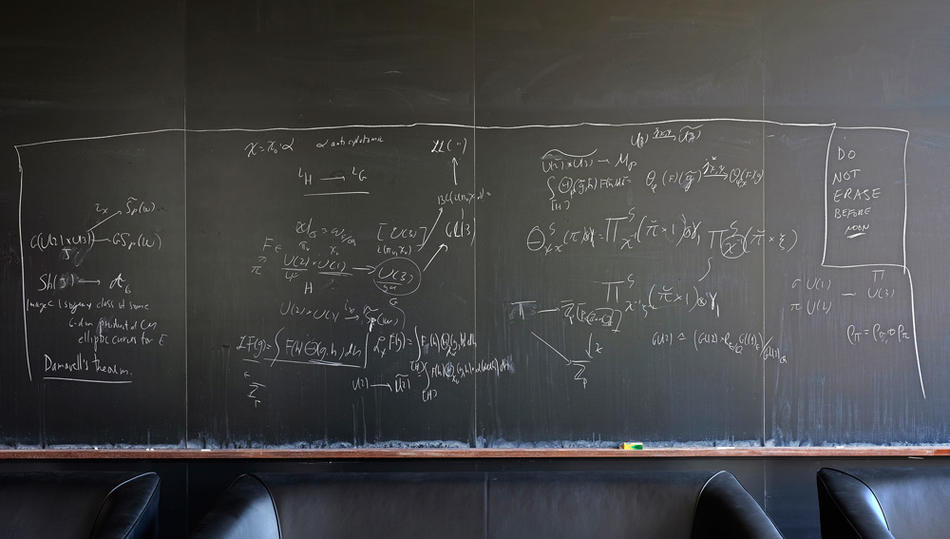 Chalkboard notes of Columbia math professor Michael Harris