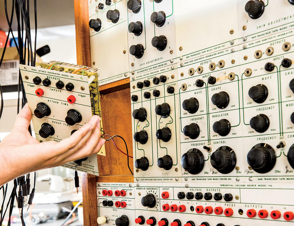 Restored vintage Buchla synthesizer, 100 series, at Columbia University