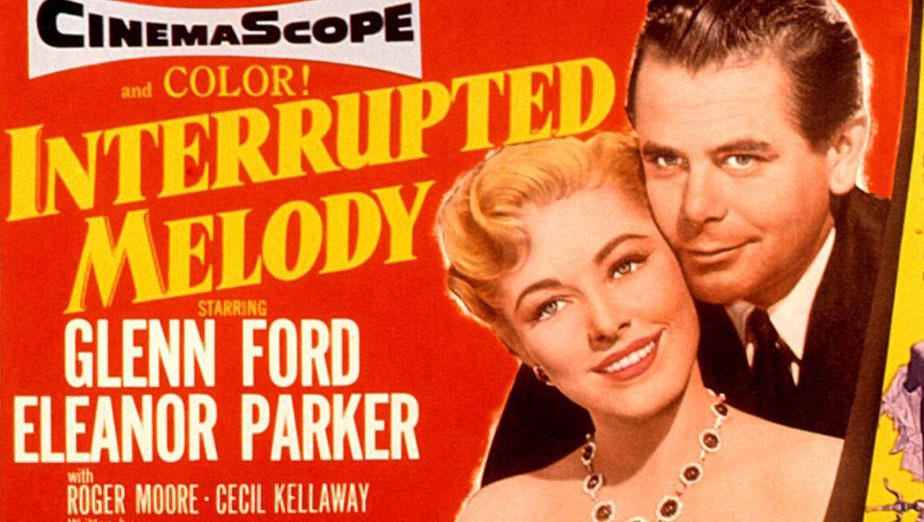 Lobby card for 1955 film Interrupted Melody