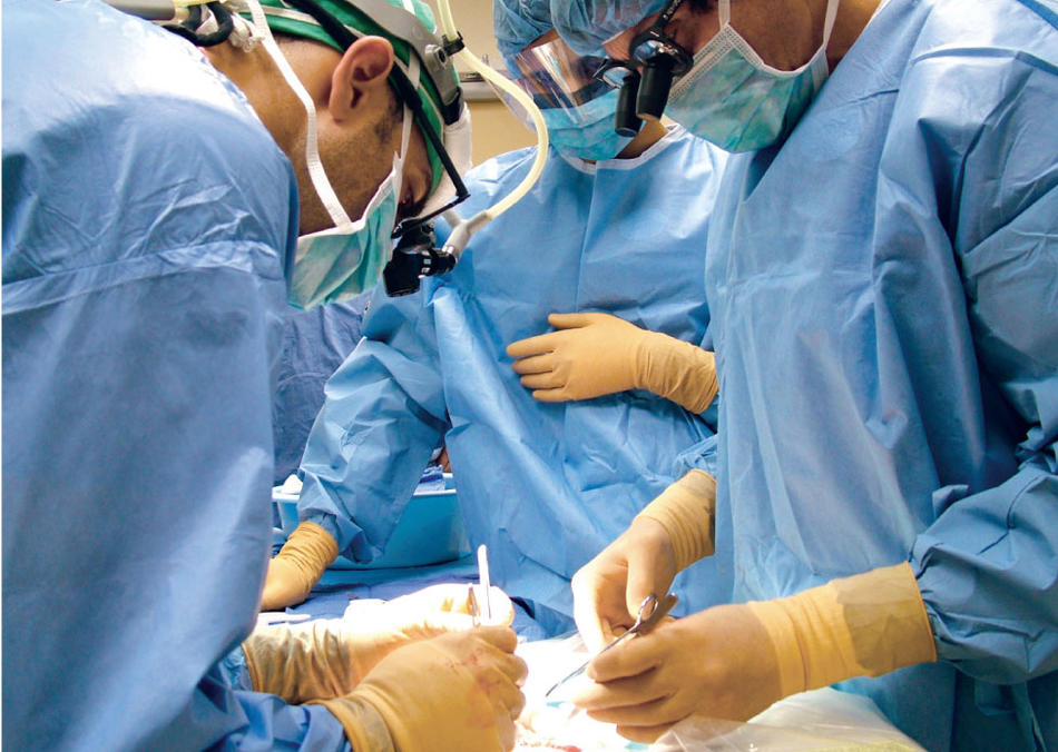 Columbia University heart surgeons performing surgery