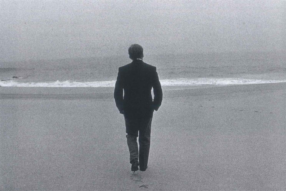 Vaclav Havel walking on the beach near Cabo de Roca, Sintra, Portugal, 1990