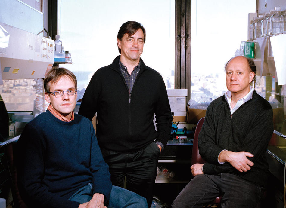 Hyneck Wichterle, Christopher Henderson, and Thomas Jessell photographed by Garret Miller for Columbia Magazine in 2006