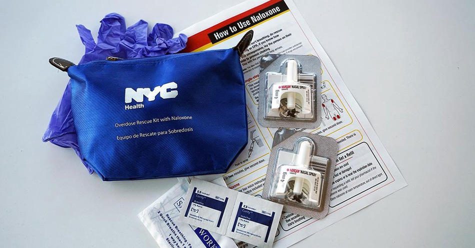 A naloxone treatment kit from the NYC Department of Health
